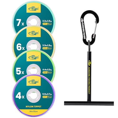 Hochwertige Fly Fishing Tippet Line mit Halter für Forellen und Fische - Nylon 4-5-6-7X