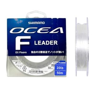 Shimano Ocea Leader, Fluorocarbon-Schock-Leader mit 0,38 mm Dicke und 9 kg/20 lb Gewicht, ideal für Meer oder stilles Wasser