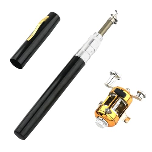 Taschen-Angelrute, Teleskop-Angelrute, leichte Stift Angelrute mit Angelrolle Mini-Angelrute Rollen Combo zum Salzwasser Süßwasserfischen