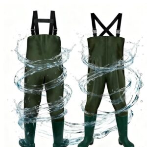 Wasserdichte Nylon-Kniehose für Herren mit PVC-Schuhen und verstellbarer Schultergurte, geeignet für Angeln, Gartenarbeit oder Baustellen