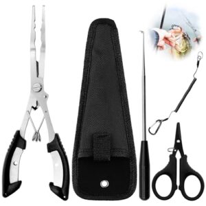 Eudomis 3 Sets angelzubehör aus Edelstahl, Spitzzange zum Angeln, Angelschere, Hakenlöser für Forelle und Disgorger für Salzwasser und Süßwasser