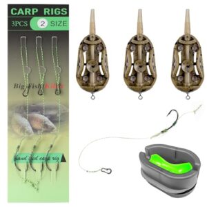 Fyfjur Method Feeder Set, 3 Stück Feeder Zubehör mit Angelhaken (Größe 2), Karpfen Zubehör, 40/50/60g