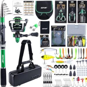 Goture Angelset mit Teleskop-Angelruten und Spinnrolle für Salz- und Süßwasserangeln, perfekt für Reisen und Angelgeschenk