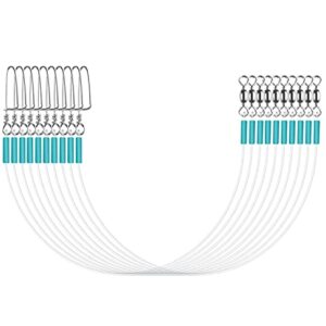 Luroad Fluorocarbon Vorfach Leader mit Wirbel & Karabiner, 10/20 Stück Raubfischvorfach, 100% Fluorocarbon Angelvorfächer Spinnvorfächer zum Spinnfischen, Spinnvorfach, Vorfach zum Spinnangeln