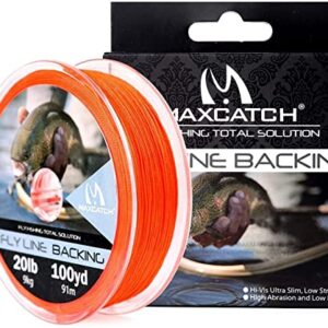 MAXIMUMCATCH Fliegenfischen Backing, 20/30lb, 100/300 Yards, Orange, Nylon-Schnur für Walzen und Fliegenlinien