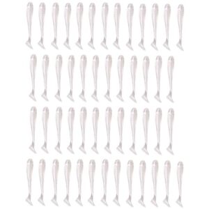 50 Stück Perlweiß Weichplastik T-Schwanz Grub Wurm Köder Angelköder Fischgerät Ausrüstungszubehör für Bassforelle Lachs Fangen