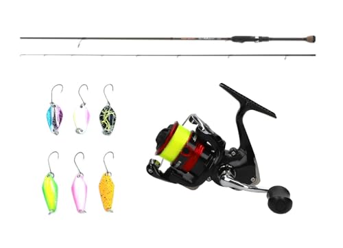 Spinnrute, Spinnrolle und Angelschnur für das Angeln - Spoon Set Angel Combo