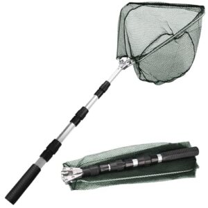 Teleskop-Kescher-Angeln mit langem Griff, Faltbare Gummierter Angelkescher für Teiche und Flüsse