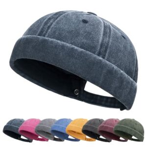 Tiakay Docker-Cap Herren Seemannsmütze Hafenmütze Basecap Tragbar Brimless Rolled Cuff Harbour Vintage Distressed-Baumwolle Mütze Ideal Für Angeln, Wandern Und Outdoor-Aktivitäten