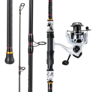 Angelrute und Schleuderrolle von Yun Nong - Kombi für Süß- und Salzwasser, 4-teilige tragbare Wurfrute mit Spinastrolle, 3,5 m Länge