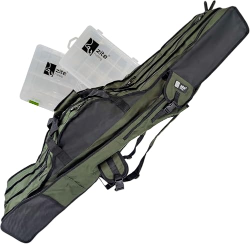 Fischertasche für Angler, 3 Fächer Rutenrucksack für Angelruten, Wasserabweisendes Rutenfutteral mit Innenschicht für trockene Verpackung