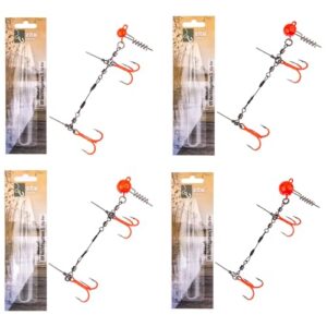 Zite Fishing Hecht Drillings-System UV Aktiv Größe S 9cm | 4 STK Set Fertigmontage Gummiköder mit Screw-In-Jighead | Softbait Drillinge Fertigsystem | Spinn-System Hechtköder 15-20cm
