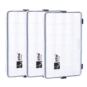 Drei weiße wasserdichte Angel-Boxen von Zite Fishing, ideal für die Organisation und Aufbewahrung von Angelzubehör wie Gummiköder, Wobbler und Angelwerkzeug.