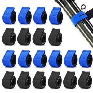 20 Stück Angelrutengurte, zwei Farben, hochwertiger Nylon und elastischer Gummi, Klettverschluss, perfekt für Fischereienthusiasten