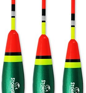 Forellenposen - 3er Set, vorgebleite Durchlaufposen mit Kugel-Antenne in Signalfarben für das Angeln auf Forellen