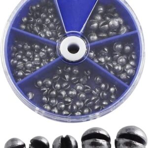 Angelblei-Set mit 100 Stück Bleischrot in verschiedenen Gewichtsgraden und einer Aufbewahrungskiste für das perfekte Angeln