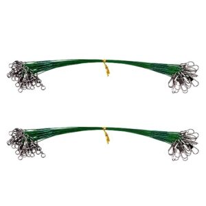 Angelköder, Drahtspur, 50 Stück, Stahl, Anti-Biss-Angelschnur, Spurköder, Vorfächer mit Wirbeln und Druckknöpfen für Salzwasser-, Süßwasser- und Outdoor-Angeln