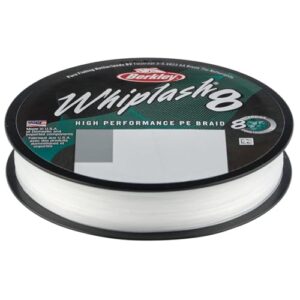 Berkley Whiplash 8, Ultrastarke geflochtene Angelschnur für Süß- und Salzwasser, 100% PE-Faser, 8-Träger-Geflecht, Wurf- und Abriebfestigkeit