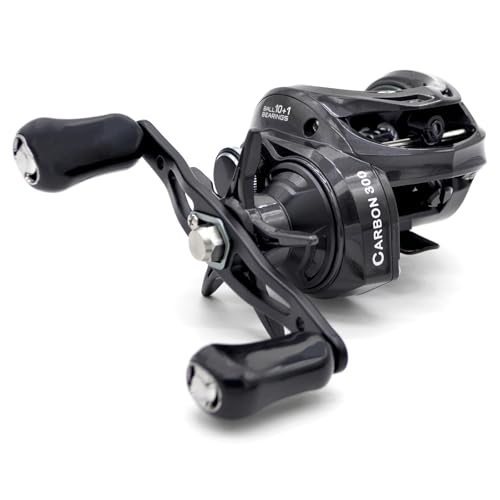 Baitcast-Angelrolle mit hoher Schnurkapazität und 10 + 1 Edelstahl-Kugellagern