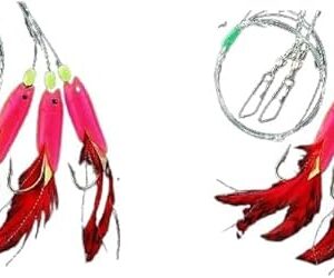 Zwei Dorschvorfächer mit leuchtenden Gummifischen und Bewegungseffekten, ideal für den Fang von Dorsch in Norwegen