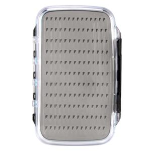 Hochwertige wasserdichte Fliegenfischbox aus ABS-Kunststoff mit Doppelscharnier-Design, transparentem Deckel und Silikondichtung für sicheres Aufbewahren von Fliegen