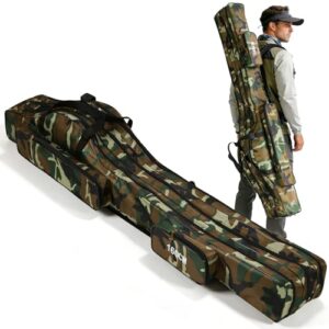 Tragbare Angelrutentasche aus Canvas, ideal zum Angeln, Campen und Wandern