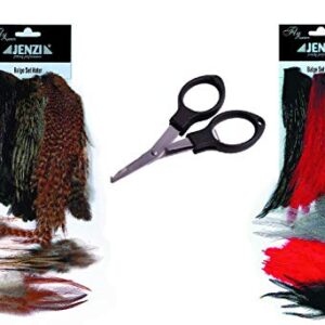 Fliegenbindeset mit Federn und Angelschere für DIY-Fliegenfischen, 67 Teile im Set, hochwertige Qualität