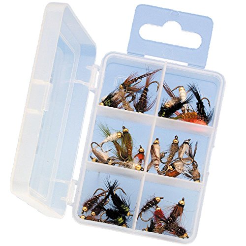 Goldkopfnymphen Sortiment 30 Stück Goldkopf Nymphen gebunden Forellen Köder Angel Fliegen Larven Imitate Kunstköder Forelle Saibling, umfangreiches Set mit verschiedenen Größen und Farben, ideal für Frühling und Frühsommer
