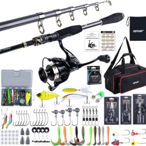 Professionelles Angeln im Salzwasser - Goture Angelset Komplett mit Teleskoprute aus Kohlefaser, Spinnrolle und 9+1 gekapselten Kugellagern für ein exquisites Fischen