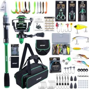 Angelset mit Teleskop-Angelruten, 24T Carbon, Spinnrolle und Zubehör für Salz- und Süßwasserangeln