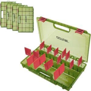 Transparente Angelbox mit Messlineal und verstellbaren Trennwänden für Angelzubehör