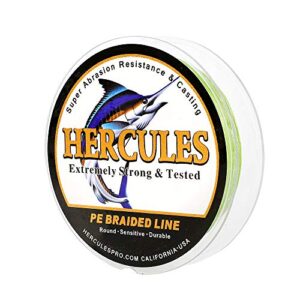 HERCULES Super Cast 100m bis 2000m Yards Geflochtene Angelschnur für Salzwasser und Süßwasser, PE Geflecht Fischdraht mit hoher Knotenfestigkeit und Abriebfestigkeit