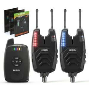 Hirisi Tackle Karpfenangeln Funkalarm-Set, 4 Alarme und 1 Empfänger, voll funktionsfähige Bissanzeiger zum Angeln mit Funk