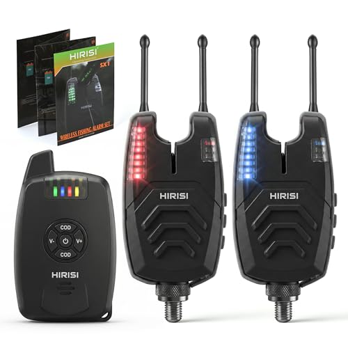 Hirisi Tackle Karpfenangeln Funkalarm-Set, 4 Alarme und 1 Empfänger, voll funktionsfähige Bissanzeiger zum Angeln mit Funk