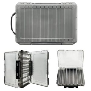 Praktische Angelkoederbox für den Tag auf dem See, Doppelseitig Köderbox Angeln mit Tragegriff und 14 Fächern
