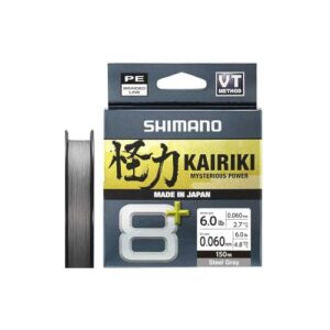 Line Kairiki 8+ - 150 m, 0,19 mm, 13,4 kg, Grau - Shimano Iberia Pescas Fischlinie für den täglichen Gebrauch mit einzigartigem Aroma und lang anhaltender Düfteffekt