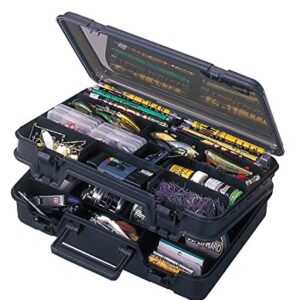 Angelkasten aus schwarzem Metall, ideal für den Transport von Angelzubehör und Ausrüstung, großzügige Stauraumfähigkeit und stabile Verpackung