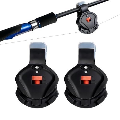 Elektronischer Angelalarm mit Ton- und Lichtlautstärke, einstellbar, Clip-On-Angelrute für Tag und Nacht im Freien, 2 Stück