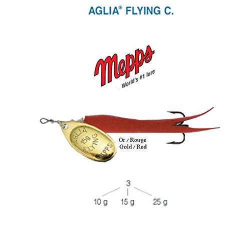 Hochwertiges Angelzeug Mepps Aglia Flying C für Forellen, Lachse und Hechte in 5 Farben mit Gewichten von 10 g, 15 g und 25 g