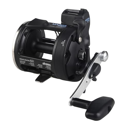 Okuma Magda Pro Trollingrolle, kleine Größe, schwarz/silber, MA-20DX - hochwertiger Levelwind Schnurzähler für Angeln