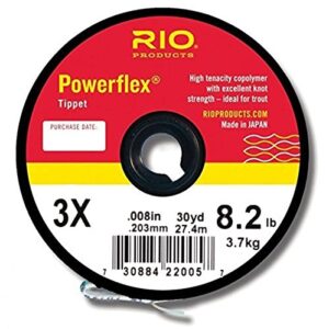 Hochwertige Powerflex 3X Tippet Schnur von Rio Brands, ideal für Angler mit perfekter Dehnbarkeit und Stärke, 30 m lang, 3,7 kg Gewicht