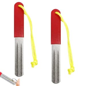 Zwei Angelhaken mit Schleifstein für das Nachschärfen stumpfer Haken und Spitzen, ideal für Outdoor-Angeln.