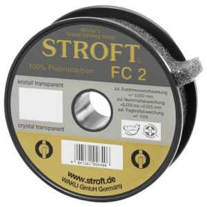 Bild einer Stroft FC2 Fluorocarbon Hauptschnur mit 150 Metern Länge, Durchmesser von 0,40 mm und Tragkraft von 11,5 kg.