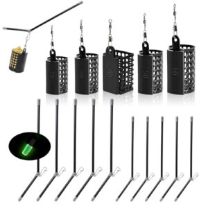 Fünfzehn-stückiges Futterkorb Angel Zubehör Set, geeignet für Meeres und Süßwasserfische, mit Anti Tangle Boom Futterkorb Feeder Korb 20/30/40/50/60g