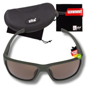 Zite Fischbrille Polarisationsbrille Orus verspiegelt UV400 und schwimmfähig, Ultraleichte Angelbrille mit Hardcase & Tasche für das Angeln