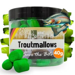 Hochfängige Marshmallow Forellen-Köder von Zite - Perfekt für Grundmontage und Kombination mit Naturködern - Intensive Aromen und leuchtende Farben in einer 40g Dose