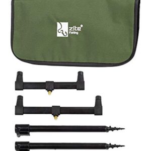 Zite Fishing Ruten-Auflagen Set - Teleskop Bank-Sticks 30-50cm & Buzzer-Bars als Rutenhalter Angel - Mit Transport-Tasch, Angelrutenhalter, Rutenauflage, Angelhalter, Angelrutenständer