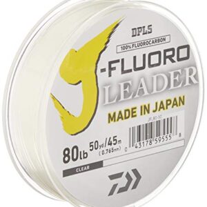 Daiwa Unisex-Erwachsene J-Fluoro Leader Angelschnur, farblos, 80 lb/50 yds - hochwertige Angelschnur für den Einsatz in verschiedenen Fischarten
