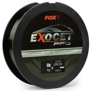 Fox Exocet Pro Monofilament Low Vis grün 1000m Karpfenschnur, Durchmesser/Tragkraft: 0.331mm / 16lbs / 7.27kg für weite Würfe geeignet