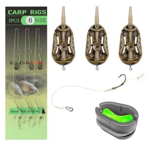 Fyfjur Method Feeder Set, 3 Stück Feeder Zubehör mit Angelhaken (Größe 6) für Fischfang und Karpfen Angeln